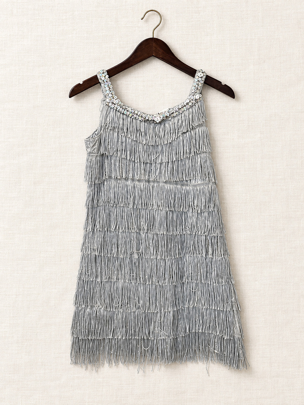 ⚜️ Fringe Flapper Dress | Silver Sequin Neckline | 1920s Party 💗